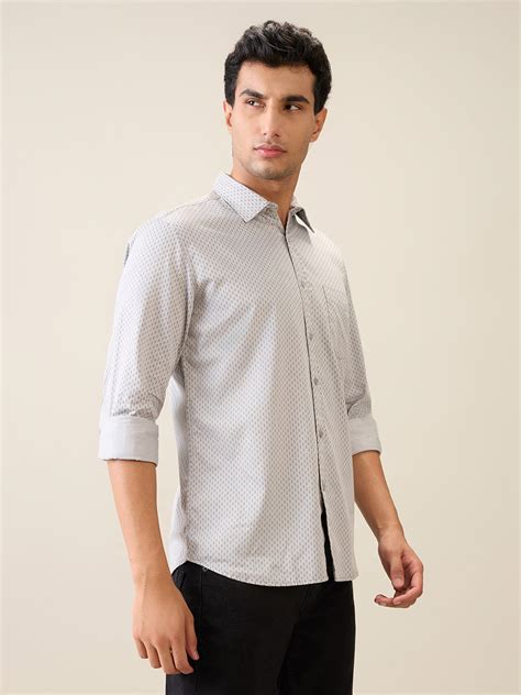 Parx Men Grey Printed Slim Fit Cotton Casual Shirt – MyRaymond