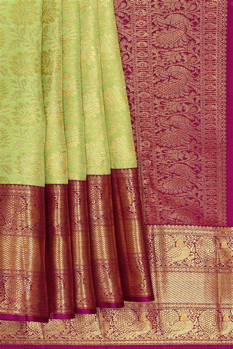 Kanchipattu Light Green Brocade Saree – Kalanjali