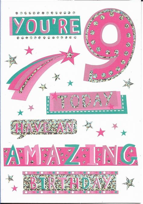 Age Nine 9th Girl Birthday Greeting Card 7"x5" Free P&p | Happy ...