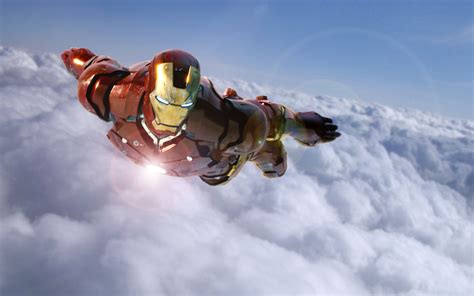 Iron Man Soaring - HD Wallpaper