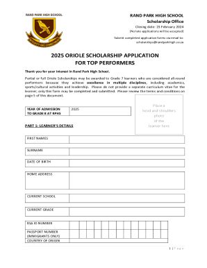 Fillable Online randparkhigh co 2025 ACADEMIC SCHOLARSHIP APPLICATION ...