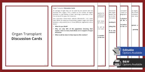 Organ Transplant Discussion Cards - Beyond Secondary Science