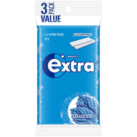 EXTRA PEPPERMINT Sugar Free Chewing Gum Multipack 81g | Extra AU