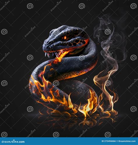 Flaming Snake. Generative AI Stock Illustration - Illustration of smoke ...