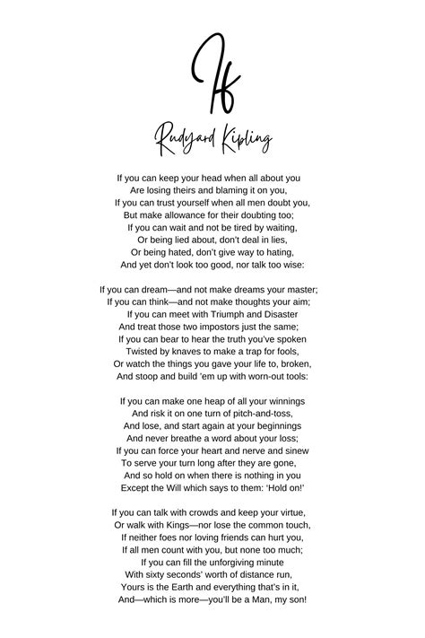 FRAMED IF poem by Rudyard Kipling poem. 16 x 24 | Etsy