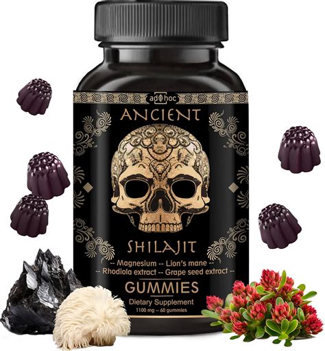 Amazon.com: 1100mg Gold Shilajit Gummies with Magnesium, Lion’s Mane, Rhodiola, Grape Seed ...