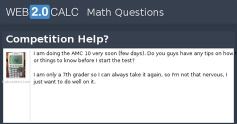 View question - Competition Help?
