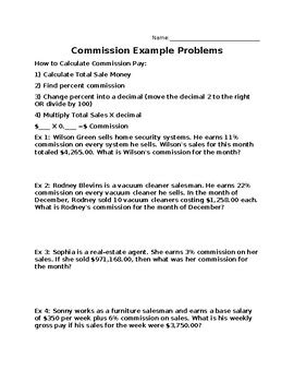 Image result for Commission Math Problems