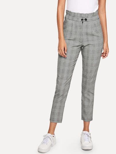 Houndstooth Button Decoration Pants | Pantalones mujer, Ropa, Trajes ...