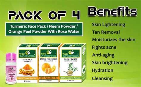 VEDICAYURVEDA Turmeric, Orange Peel & Neem Powder for natural face ...