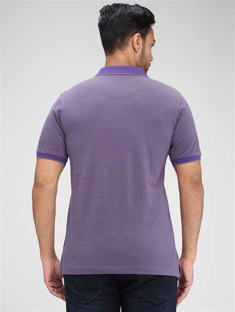 Raymond Men Purple Modern Fit Structure Polo Neck Collar T-Shirt ...