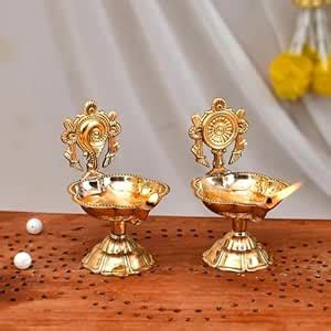 Buy Amazon Brand - Umi Brass Shanku Chakra kuber Deepak, Diya ...