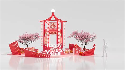 地产商场元旦新年春节中国风美陈小景dp点氛围包装形式合集方案|方案-元素谷(OSOGOO)