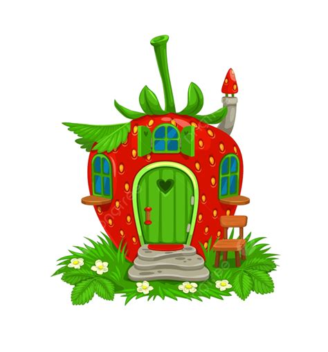 Casa De Fresas De Cuento De Hadas De Dibujos Animados PNG , Edificio ...