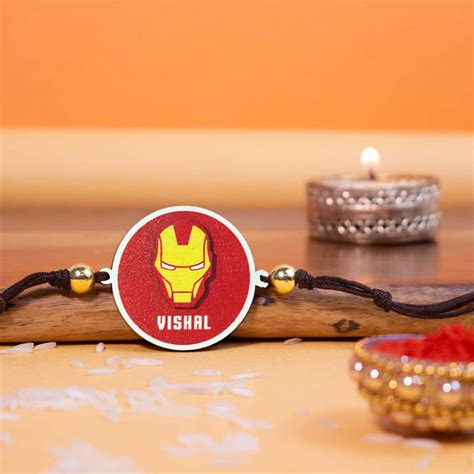 Wooden Rakhi | Personalised | Iron Man Name – ChitraChaya