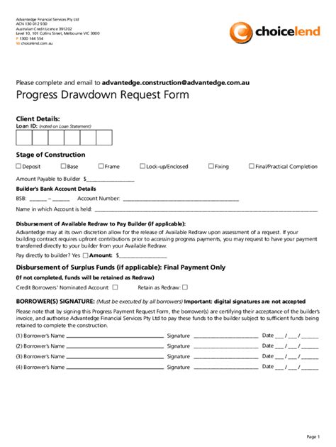 Fillable Online Progress Drawdown Request Form. Progress Drawdown ...