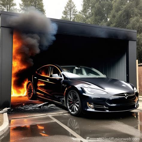 Tesla Carhouse Fire Incident | Stable Diffusion Online