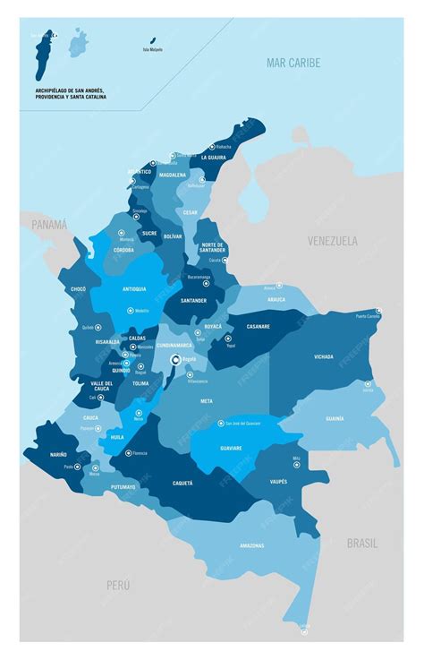 Mapa político del país de colombia con sus departamentos separados país ...
