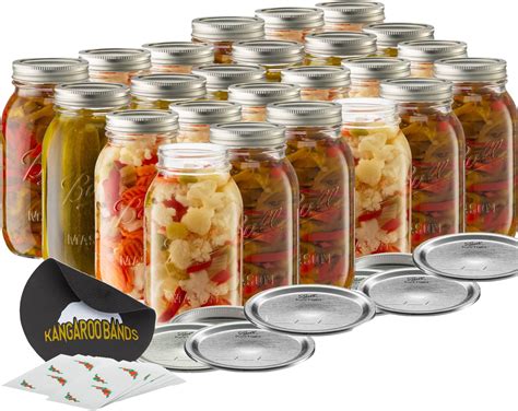 Amazon.com: Regular Mouth 32 oz Quart Mason Jars With Lids And Bands 12-Pack) Bundled With ...