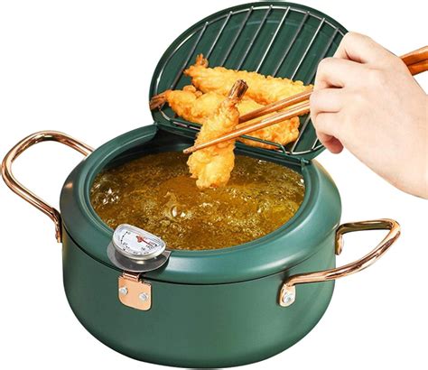 Deep Fryer Pot, Stainless Steel Japanese Style Deep Frying Pan Tempura ...