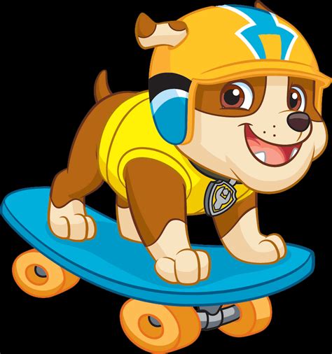 Download Paw Patrol Rubble On Skateboard | Wallpapers.com