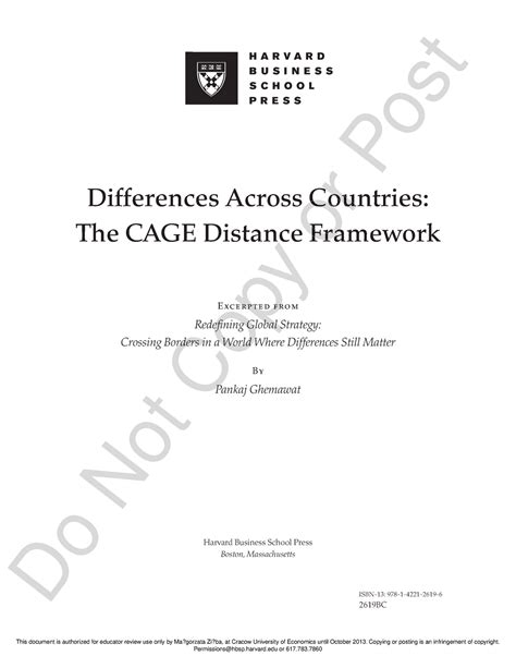 CAGE Framework - Pankaj Ghemawat PDF - Differences Across Countries ...