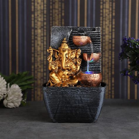 DECORWALE Polyresin Table Top Indoor Outdoor Water Fountain with LED ...