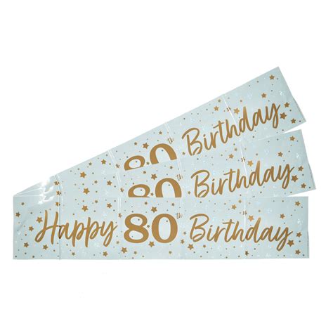 Buy White & Gold Happy 80th Birthday Banners - Pack of 3 for GBP 1.29 ...