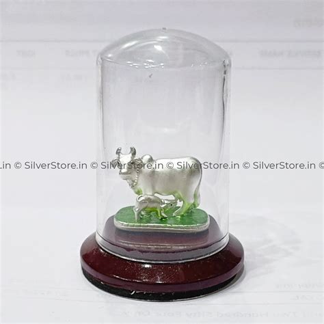 999 Pure Silver Cow Idol / Kamdhenu / cow and calf idol - small size ...