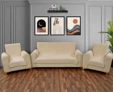 Yellow Weaves 5 Seater Box Design Quilted Velvet Sofa Cover Protector ...