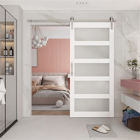 K Style 28in x 84in Finished Solid Wood Sliding Barn Door With Installation Hardware Kit ...