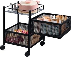 ADMIN INDUSTRIES 2 Layer with Top Layer Kitchen Rotating Trolley, Fruit ...