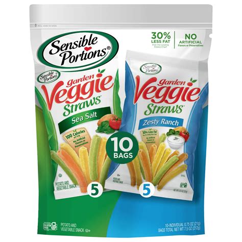 Sensible Portions Sea Salt & Zesty Ranch Garden Veggie Straws, 0.75 oz ...