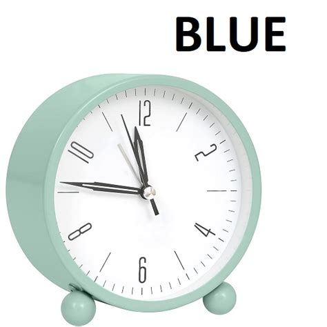 Round Silent Analog Desk Clock blue