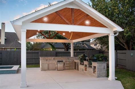 Detached Gable Style Patio Cover with Outdoor Kitchen. | HHI Patio ...