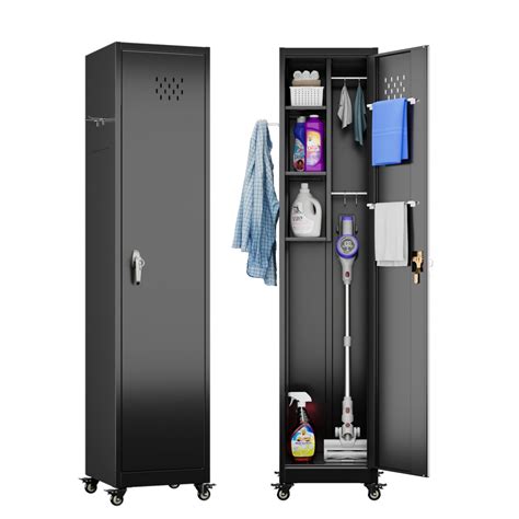 Aobabo 72 H Lockable Storage Cabinet With Wheels Metal Cleaning ...