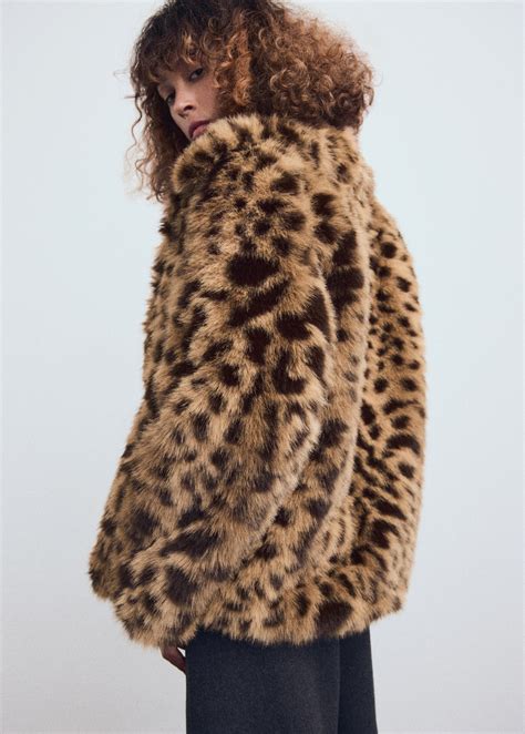 Leopard faux-fur-coat - Women | MANGO United Kingdom