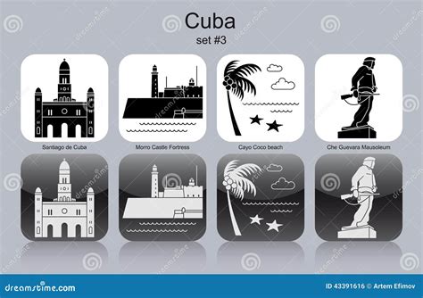 Icons of Cuba stock vector. Illustration of ocean, heritage - 43391616