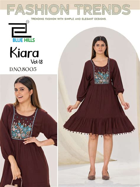 BLUE HILLS KIARA VOL 18 RAYON FANCY WORKS WESTERN WEAR LADIES KURTIS AT ...