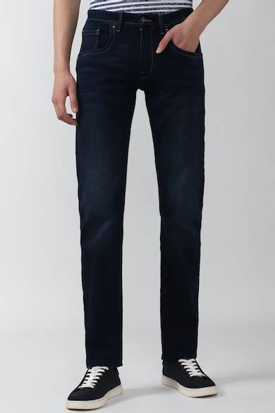Buy Men Navy Dark Wash Slim Fit Jeans Online - 779660 | Van Heusen