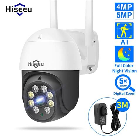 Hiseeu 4MP/5MP PTZ IP Camera Outdoor Security AI Human Detection H.265X ...