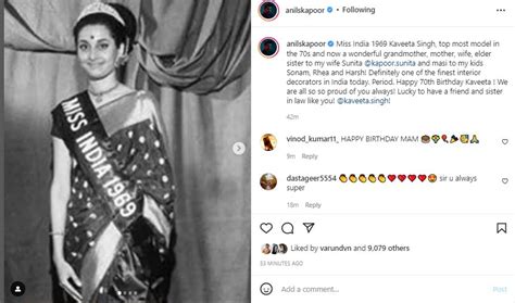 Anil Kapoor is all praise for his sister-in-law, Miss India 1969 Kavita ...