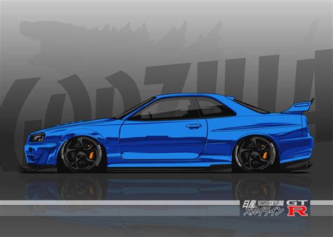 'NISSAN SKYLINE GTR R34' Poster by Flux Lab | Displate