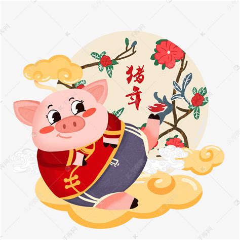 手绘新年猪年设计素材图片免费下载_高清psd_千库网(图片编号11492703)
