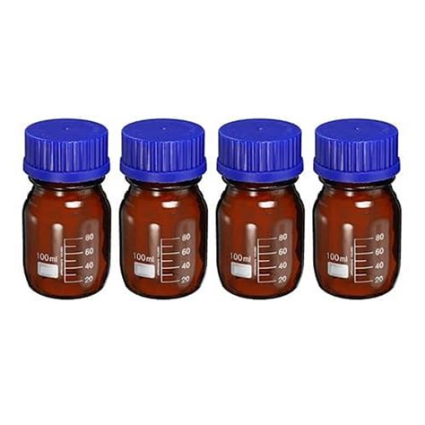 MANIKARN Amber Borosilicate Glass Reagent bottle with Screw Cap 100ml ...