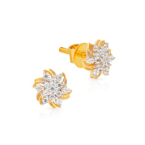 Malabar Gold & Diamonds Starlet | 18 KT Pure Yellow Gold Floral Studs ...