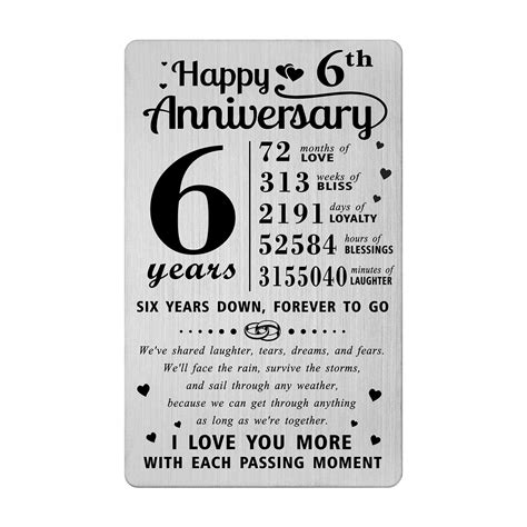 Amazon.com : Richesele 6th Anniversary Card - Happy 6 Year Wedding ...