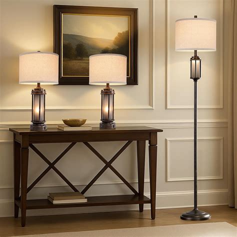 New - Same Matching Floor Lamp - 65'' Floor Lamp + 25'' Table Lamp Set ...