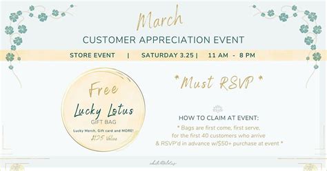 Lucky Lotus March Customer Appreciation FREE Gift Bag Event!, White ...