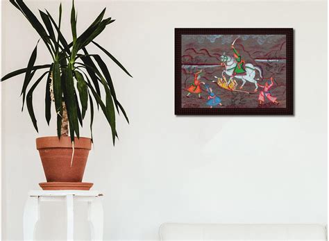 Tamatina Framed Canvas Painting - Mughal King On Hunting - Living Room ...
